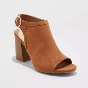 New Target A New Day Rhea Open Toe Sling Back Heels, color: cognac
